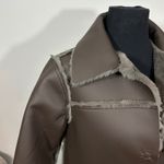 Maeve EUC Anthropologie Kerry Faux Leather Shearling Lined Coat Brown Womens XS Photo 2