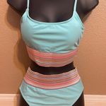 Two pieces mint blue striped tape Bikini NWT💫 Size M Photo 2