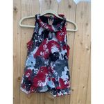 Byer California A Byer Print Sleeveless Top Size Medium Black Grey Red Artsy‎ High Neckline Photo 1