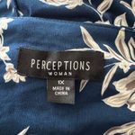 Perceptions  Sleeveless Teal Blue Floral White Midi Plus Fit Flare Dress 1X NWT Photo 3