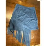 Southwestern Cowgirl Suede Fringe Mini Skirt Blue Women S Boho Festival Concert Photo 3