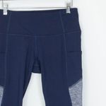 Apana  Womens Colorblock Fleece Leggings Size S Blue‎ Pockets Running Outdoors Photo 1