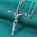 925 Sterling Silver Crucifix unisex Pendant Necklace Photo 0