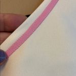 Tahari Size 8 Ivory White Pink Ribbon Trim Fitted Sleeveless Blouse Tank Top Photo 8