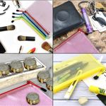 Set/3 Waterproof GREEN Document Zipper Travel Pouches, File Organizers, Clear Photo 9