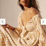 Anthropologie Yellow Gold White Boho Embroidered Sweetheart Maxi Dress XXS NWT Photo 1