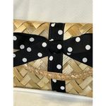 Vintage Depre Bahamas Straw Woven Clutch Black Polka Dot Bow Envelope Style Photo 10