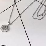 Silver Initial Crystal Pendant Necklace A Photo 4