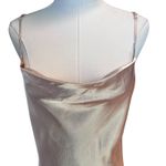 Slip Dress Long High Slit Drapery Neck Beige Ankle SZ SM Y2K Romantic Boho Chic Photo 2