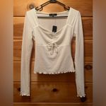 Lulus Lulu’s NWT Constant Cuteness White Ribbed Knit Long Sleeve Top. Size small Photo 1