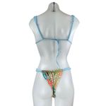 Women's Blue Paisley Print Triangle Charm Thong Two Piece Bikini Swimwear Size M Size M Photo 1