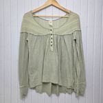 Free People  Sage Green Buttoned Long Sleeve Down Under Henley Top Size M Photo 1