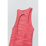 ZARA Pink Space Dye Ribbed Bodycon Open Back Tunic Mini Dress Size Small Photo 10