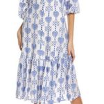 Johnny Was Beau Blue and White Tiered Midi Dress sz medium Photo 0