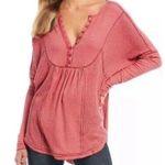 Free People Leo Henley Lg Oversized Long Sleeve Tunic Light Red Vintage... Photo 0