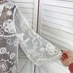 En Crème Boho Sheer Embroidery Lace Pullover Blouse Cream Medium Photo 4