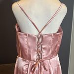 Pink Full Length Prom Party Dress Criss Cross Back Straps Leg Slit Size 14 NEW Photo 5