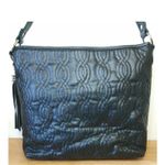 BELLA RUSSO: Black Quilted Purse Faux Leather Handbag Shoulder Bag Tote Tassels Photo 1