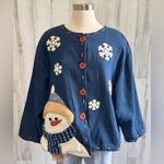 Vintage Snowman Cardigan denim One Size Fits Most Fun Holiday Sweater Photo 8