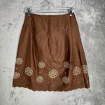 Ann Taylor Loft Skirt Womens 0P Brown Cotton Embroidered Boho Y2K Retro Photo 2