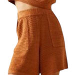 Free People  BEACH PULLON SHORTS Textured Knit Sweater in Rust S Photo 0