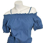 Coastal cowgirl western chic denim romper Blue Photo 1