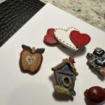 Lot Of 5 Handcrafted Brooch Pins Ladybug, Bird Nest, Apple, Hearts Photo 9