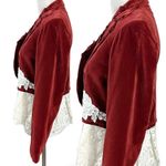 Vintage 70s Velvet Lace Reworked Whimsical Dainty Jacket Size Small Brown Photo 4