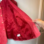 David Brooks Suede Jacket Red Snap Front Moto Minimalist Women's Sz Large Petite Photo 12