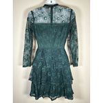 Holiday Green Lace Ruffled Long Sleeve Mini Dress Size XS Christmas Party Photo 3