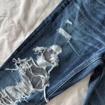American Eagle Dark Wash Strigid Ripped Mom Jeans Photo 3
