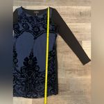 Hale Bob  Elisa Beaded Velvet Burnout Long Sleeve Dress in Blue Photo 5