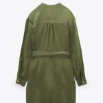 ZARA JUMPSUIT W/ CONTRASTING TOPSTITCHING Button up Long Sleeve Pockets Belt NEW Photo 9