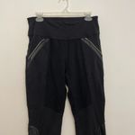 Athleta  Luxe Ponte Legging Black Vegan Leather Colorblock Zipper Moto Leggings L Photo 3