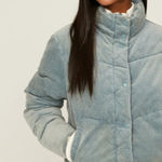 Splendid Milla Corduroy Full Zip Puffer in Washed Blue Size Large $228 Photo 0