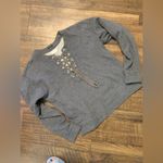 Mother denim lace up don’t sweat it sweatshirt medium 144$ revolve boho fall Gray Photo 3