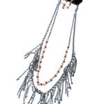 Paparazzi Fierce in Fringe Necklace Dangle Drop Earrings Set Silver Orange New Photo 1