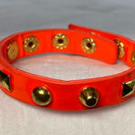Bracelet Bright Neon Orange‎ Patent Leather and Studs Orange Photo 0