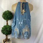 Taylor & Sage  Blue Crochet Lace A Line Sleeveless Halter Blouse Top M Photo 1