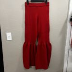 Commense Red Flare Leg Pants Size Medium Ribbed Knit Boho Artsy Bell Bottoms Photo 1