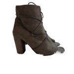 Rialto Gray Peep Toe Ankle Booties Lace Up‎ Heel Boots Women's Shoes Photo 1