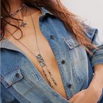 Free People Free‎ People Everly Layered Necklace - Silver Tone/Abalone - NWOT Photo 1