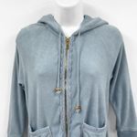 Juicy Couture Terry Cloth Y2K 2000s Zip Up Jacket Hoodie Top Blue Medium Logo Photo 2