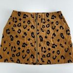 Obey Leopard Print Corduroy Mini Skirt 26 Tan Black Zip Front Y2K Punk Grunge Photo 0