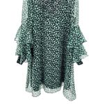 Ranna Gill Anthropologie Floral Mirror Sequin Ruffle Sleeve Mini Dress M Green Size M Photo 1