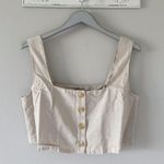 Anthropologie  Flat White Square-Neck Crop Top Color Sand Size Large NEW Photo 1