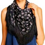 Tory Burch NWT Stamped Floral Fringed Silk Square Scarf/Wrap Photo 1