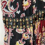 Nicole Miller Size 6 Black and Red V-Neck Floral Beaded Cap Sleeve Dress Photo 7