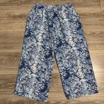 Briggs New York Briggs Women Blue White Paisley Print Wide Leg Cropped Pants Size 10 Linen Blend Photo 6