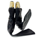 Franco Sarto Knee High Boots Size 9 Black Leather Gold Heel Side Zip Photo 5